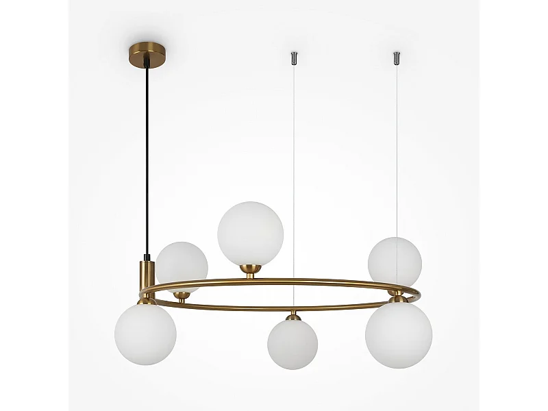 Maytoni Ring Plafoniera moderna a sospensione globo a 6 luci in ottone G9