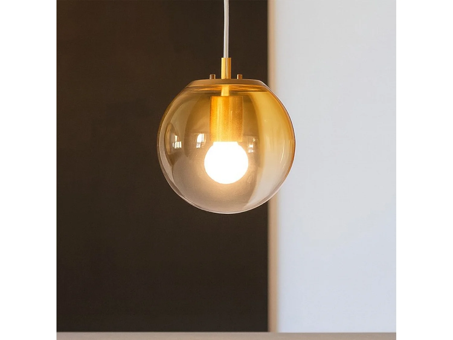 Ideal Lux MAPA CLEAR Lampada da soffitto a sospensione a globo da 20 cm, ambra