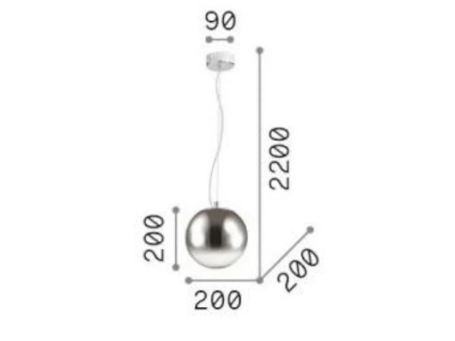 Ideal Lux MAPA CLEAR Lampada da soffitto a sospensione a globo da 20 cm, ambra