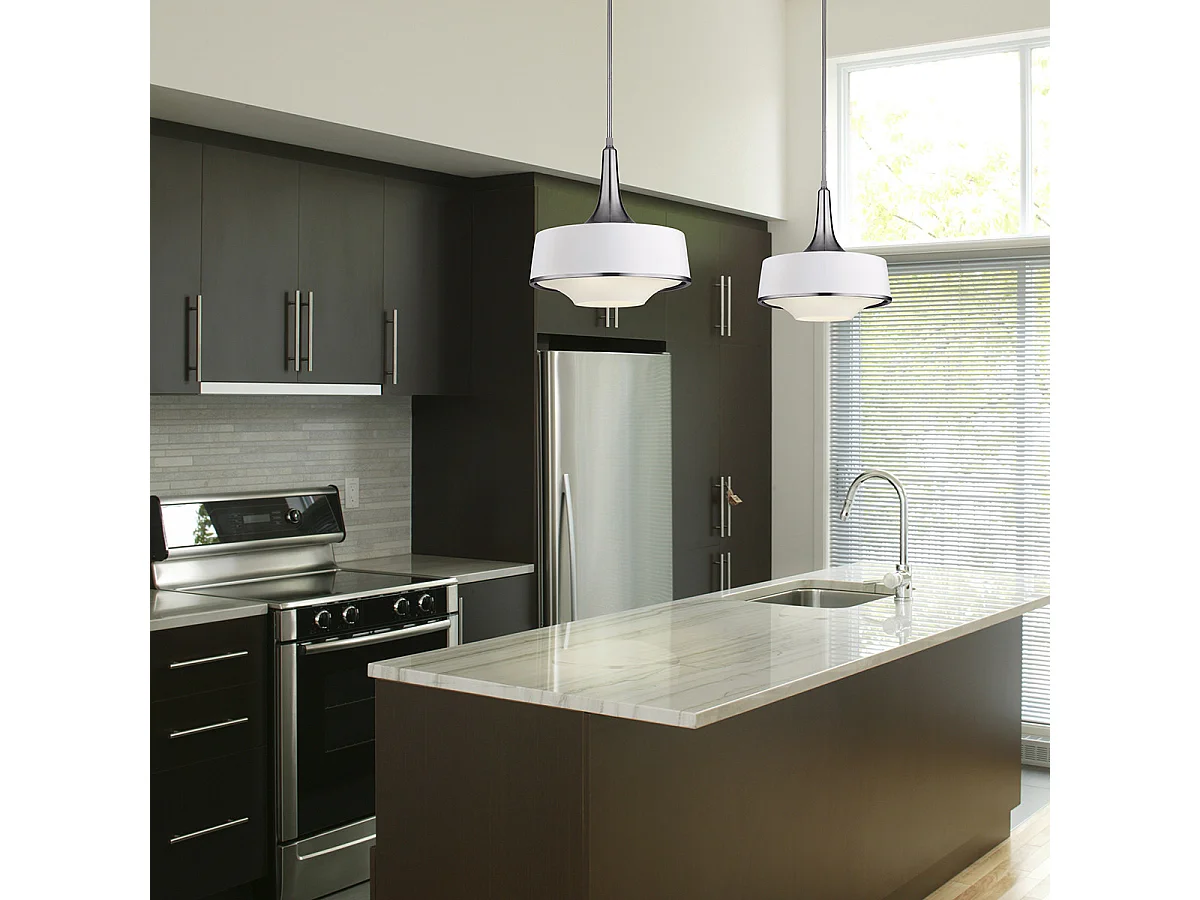 Elstead - 4 licht Dome Deckenanhänger Weiß, Gebürsteter Stahl, E27