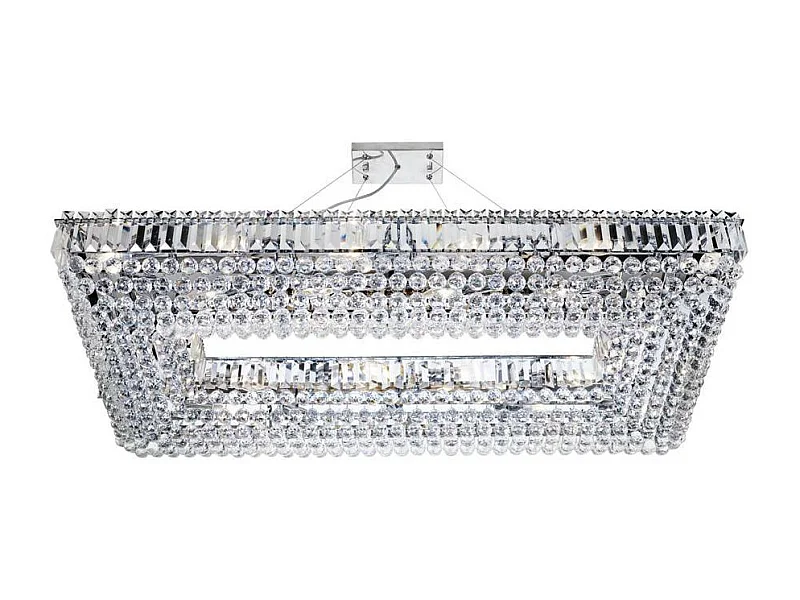 Searchlight Vesuvius - Lampada a sospensione a 24 luci cromata con cristalli - Cornice rettangolare, E14