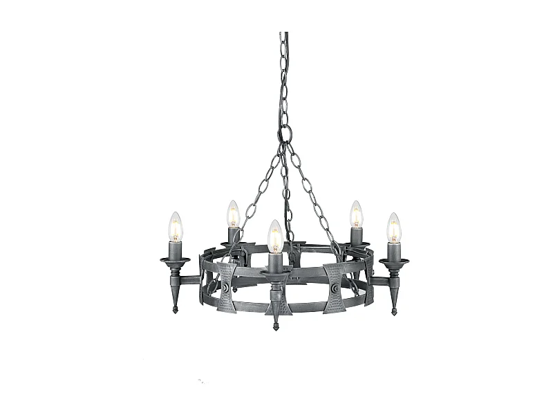 Elstead Saxon - Lampadario a 5 luci Nero, Finitura Argento, E14