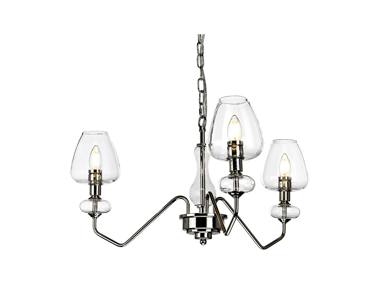 Armand 3 ljushänge, polerad nickel, glasskärm