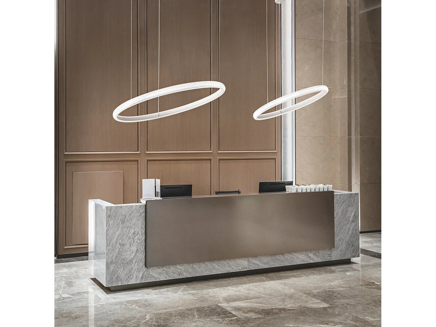 Ideal Lux MIRACLE 40cm Zintegrowana lampa sufitowa LED z wiszącą diodą LED, biała, 3000K