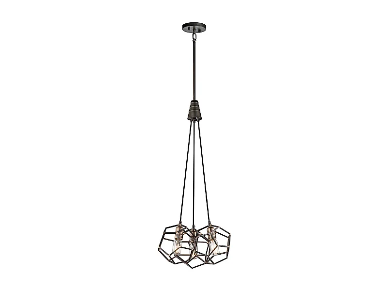 Elstead Rocklyn - 3 Light Cluster Pendant Cage Light Steel, E27