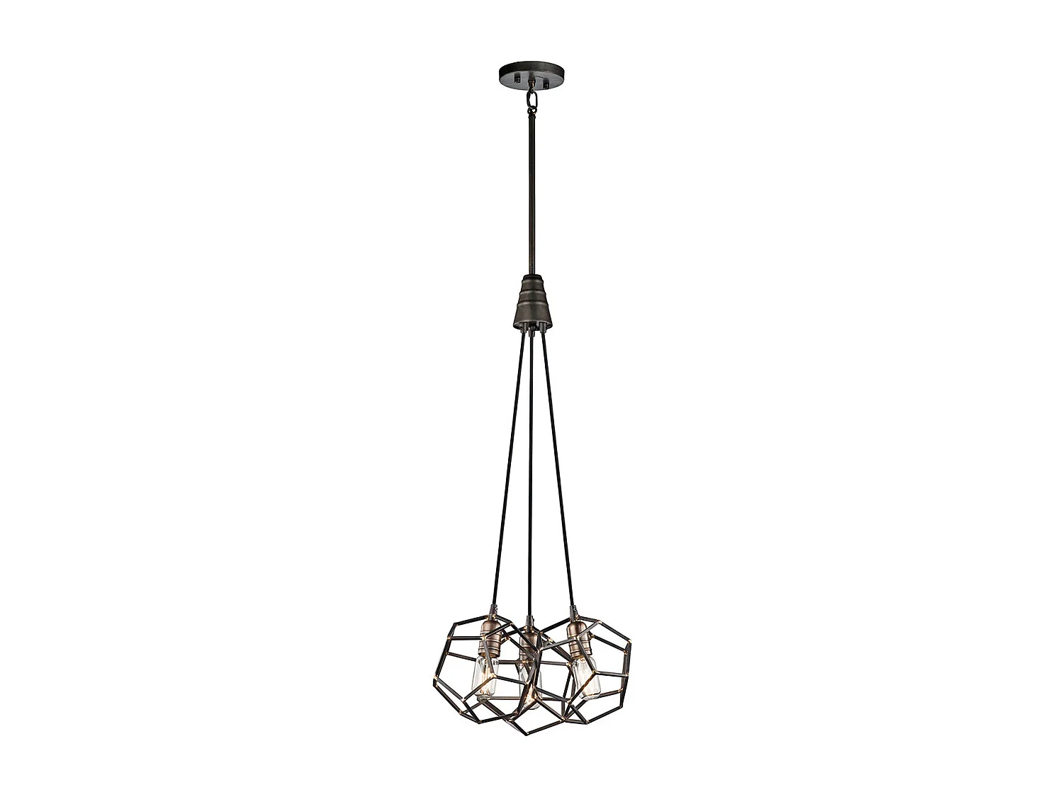 Elstead Rocklyn 3 Light Cluster Pendel Cage Light Steel, E27