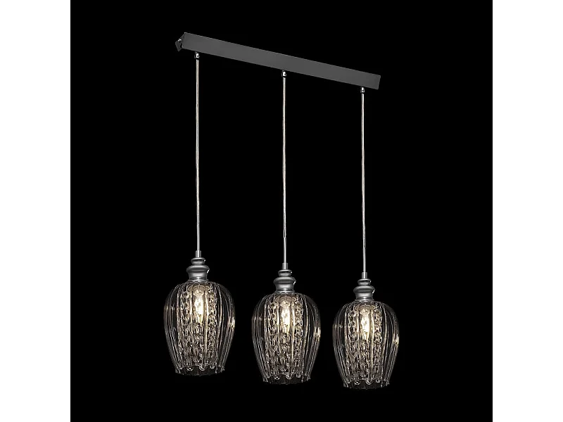 Blues Lampada a Sospensione da Soffitto Nichel & Cristallo, 3 Luci, E14