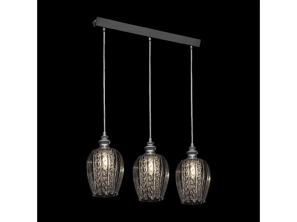 Blues Lampada a Sospensione da Soffitto Nichel & Cristallo, 3 Luci, E14