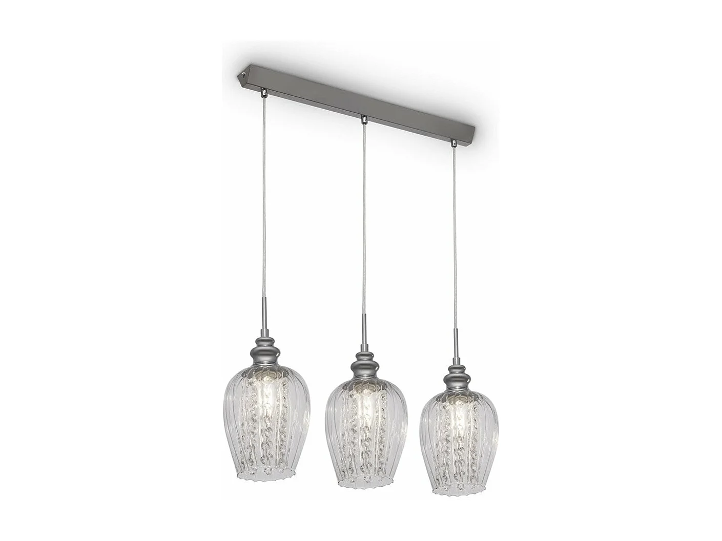 Blues Lampada a Sospensione da Soffitto Nichel & Cristallo, 3 Luci, E14