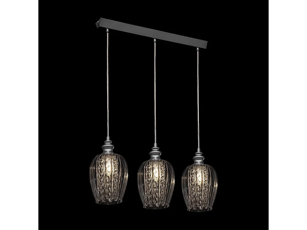 Blues Lampada a Sospensione da Soffitto Nichel & Cristallo, 3 Luci, E14