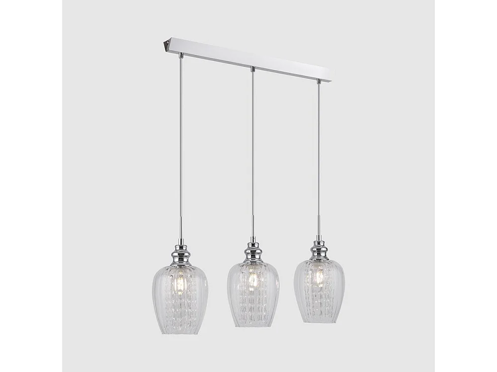 Blues Lampada a Sospensione da Soffitto Nichel & Cristallo, 3 Luci, E14