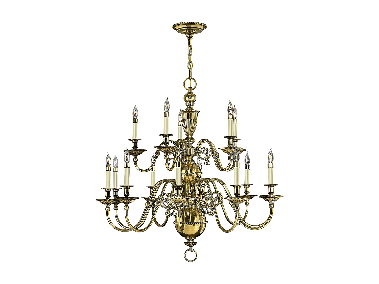 Elstead Cambridge 15 ljus ljuskrona, polerad mässing