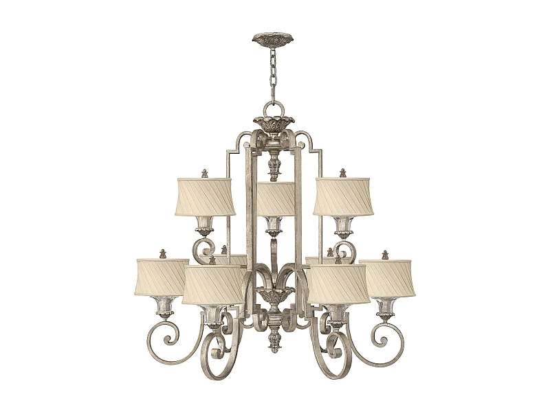 Elstead Kingsley - 9 Leichter mehrarmiger Kronleuchter mit silbernem Blatt, E27