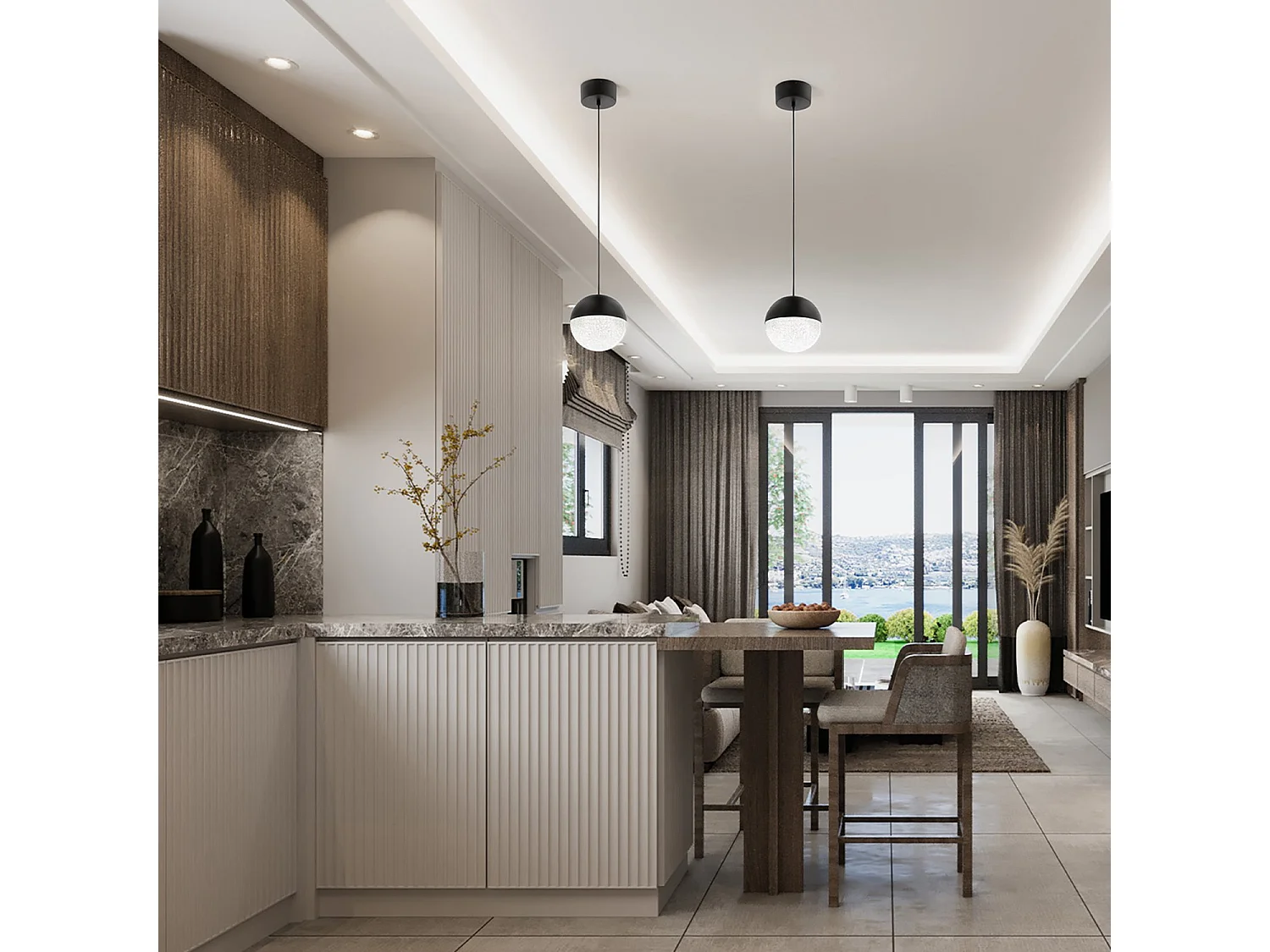 Elstead Kichler Moonlit Plafoniera a sospensione sferica a LED integrata Nero opaco, 3000K