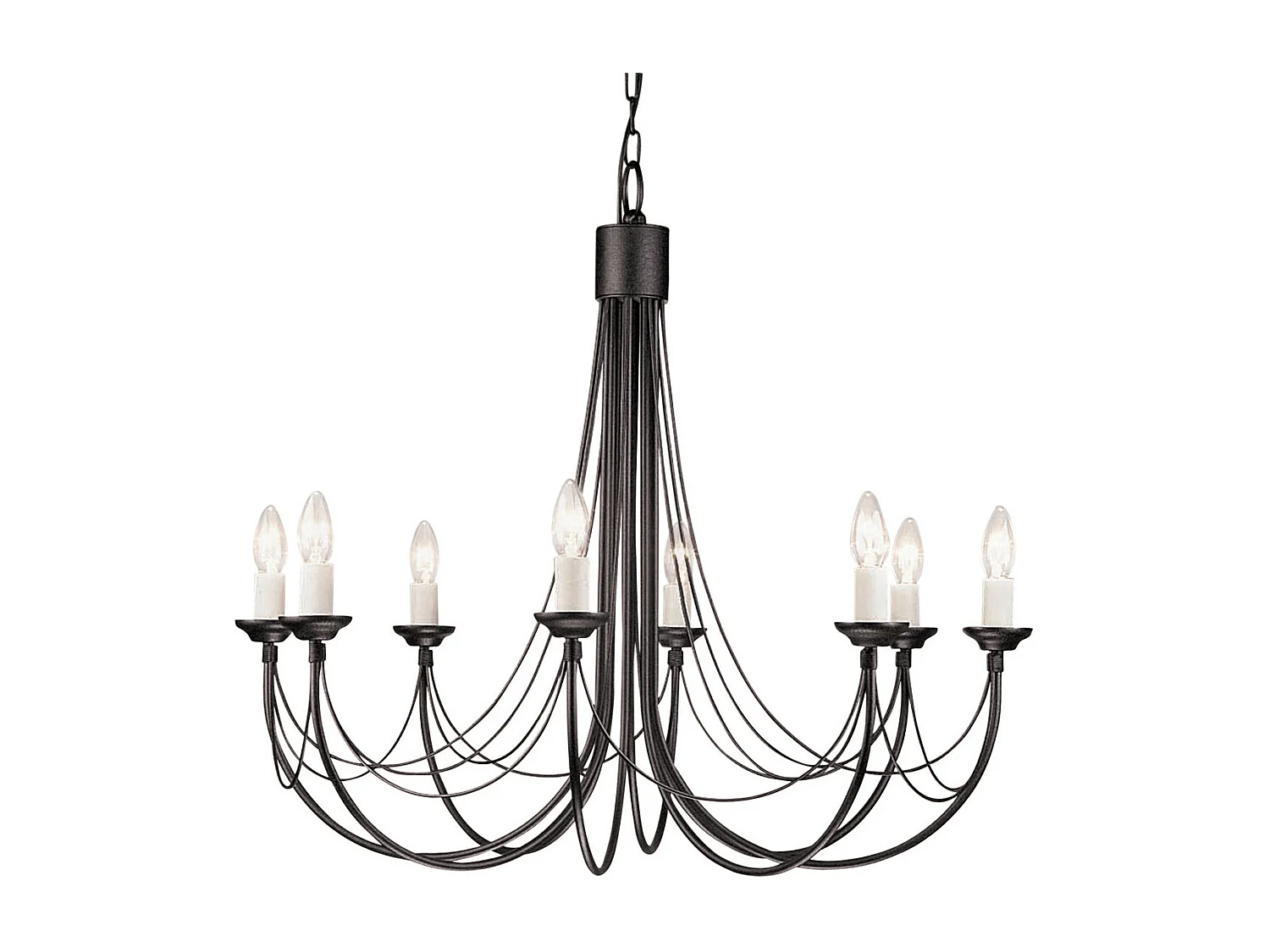 Elstead Carisbrooke - 8 licht Kronleuchter Black Finish, E14