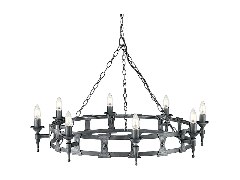 Elstead Saxon 8 ljus ljuskrona svart, silverfinish, E14