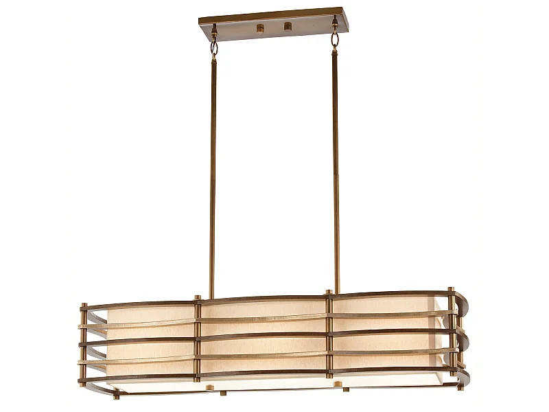 Elstead Moxie - Lampadario a 3 luci con barra a isola, bronzo chiaro, beige, E27