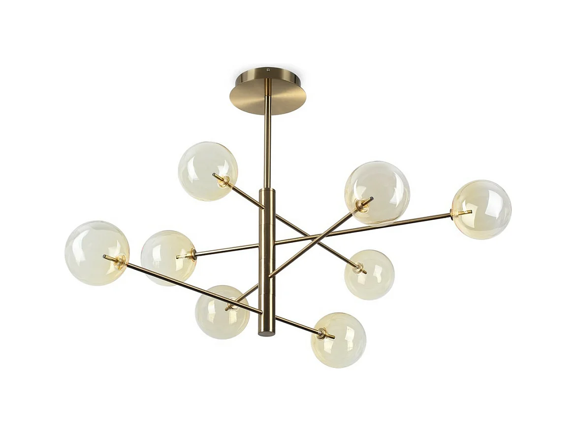 Ideal Lux EQUINOXE Lampada da soffitto a sospensione con 8 bracci multipli, paralume ambra