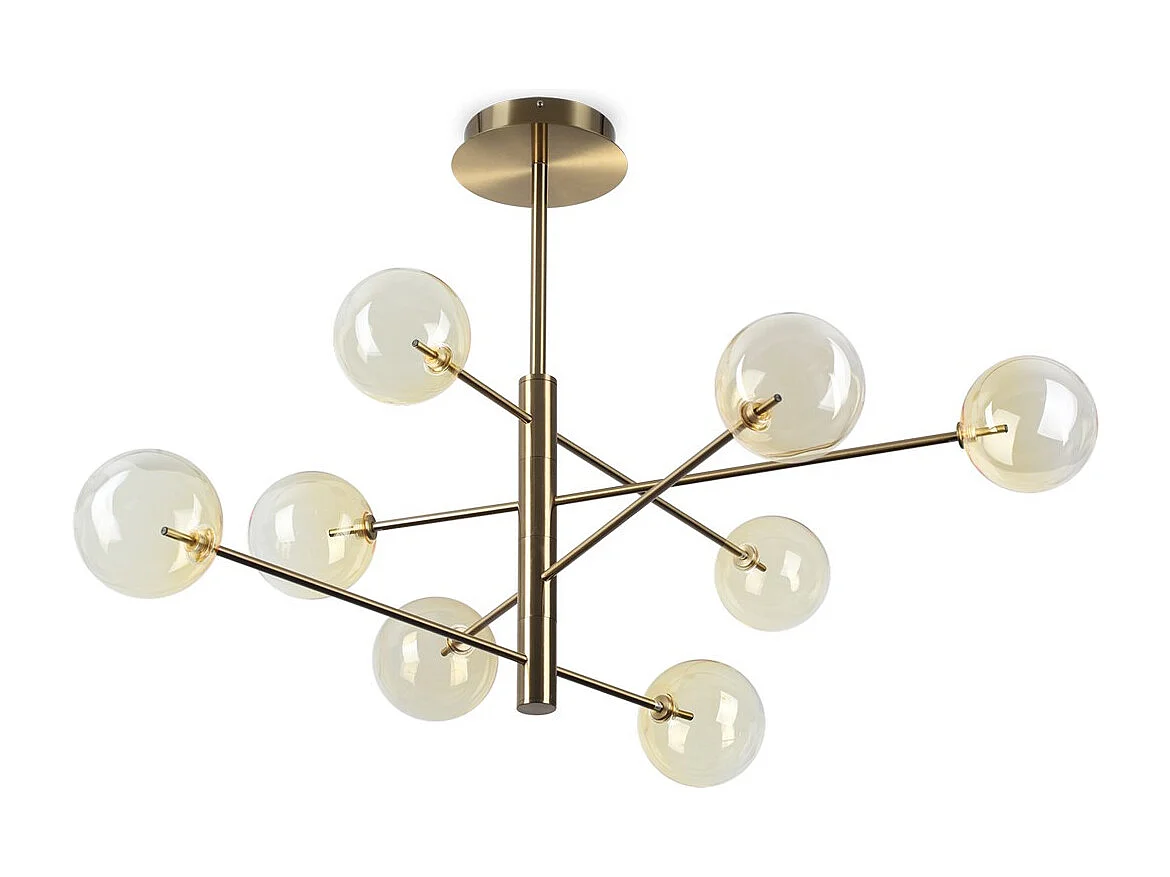 Ideal Lux EQUINOXE Plafonnier suspendu à 8 bras multiples avec abat-jour ambre