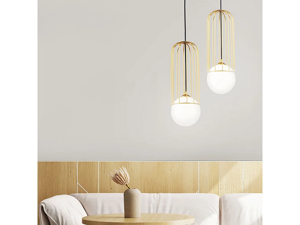 Telford Lampada a Sospensione a Soffitto Gabbia Oro, 1 Luce, E27