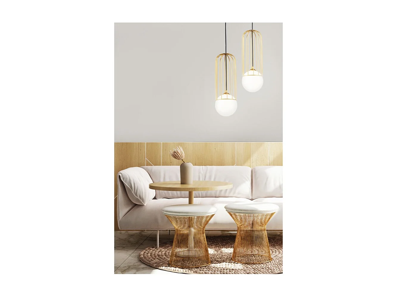 Telford Lampada a Sospensione a Soffitto Gabbia Oro, 1 Luce, E27