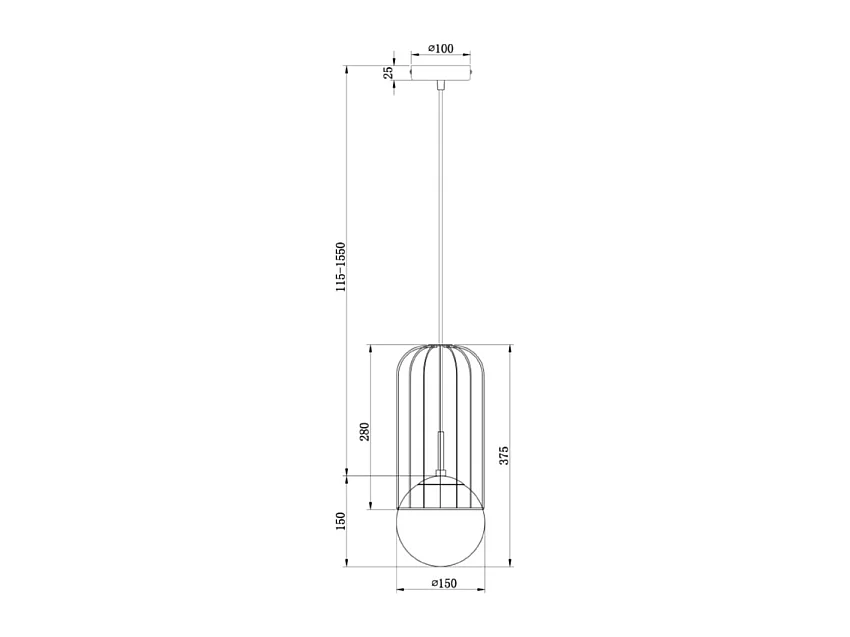 Telford Cage Decken-Pendelleuchte Gold, 1-flammig, E27