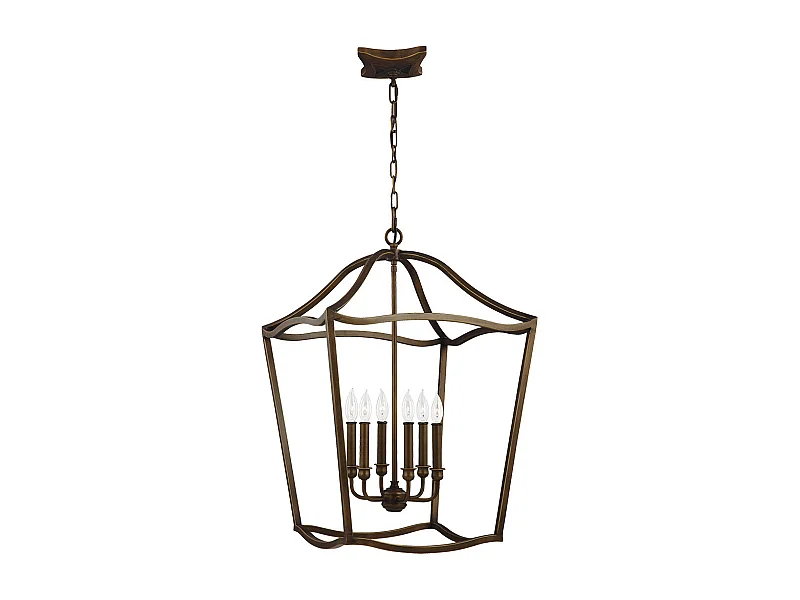 Elstead Yarmouth - 6 Licht Anhänger, Messing im Alter von Messing