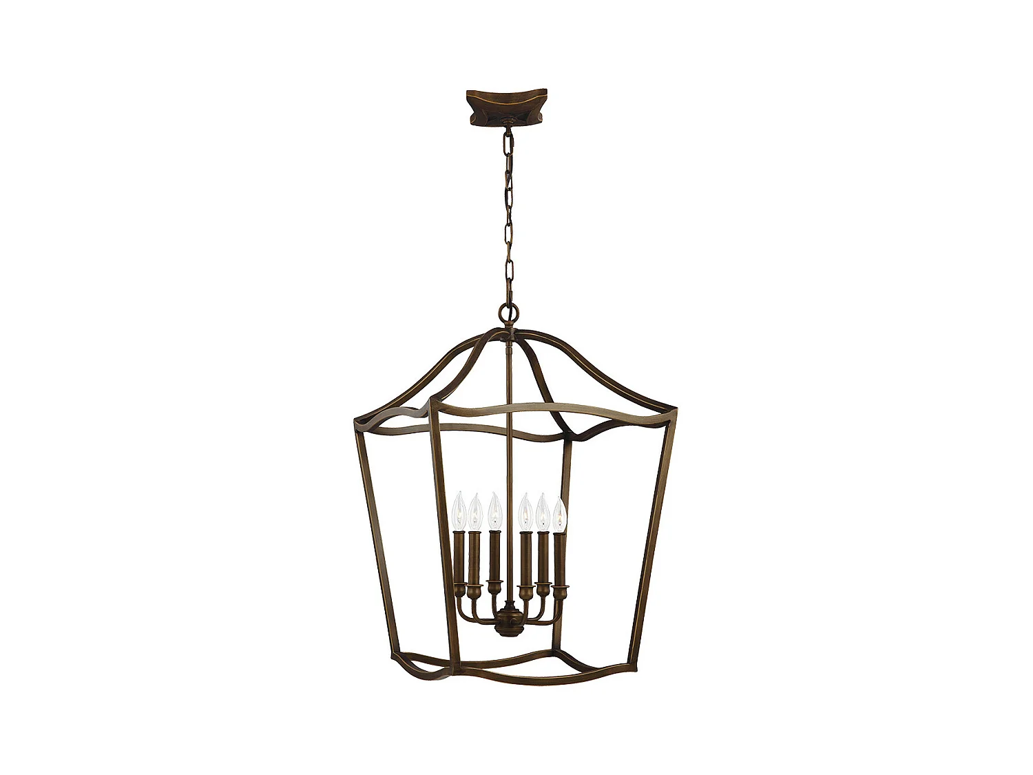 Elstead Yarmouth - Lampadario a 6 luci, ottone anticato verniciato