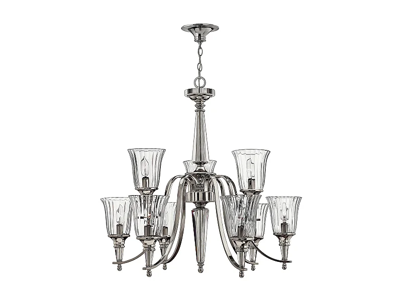 Elstead Chandon - Lampadario a 9 luci multibraccio finitura sterlina, attacco E14