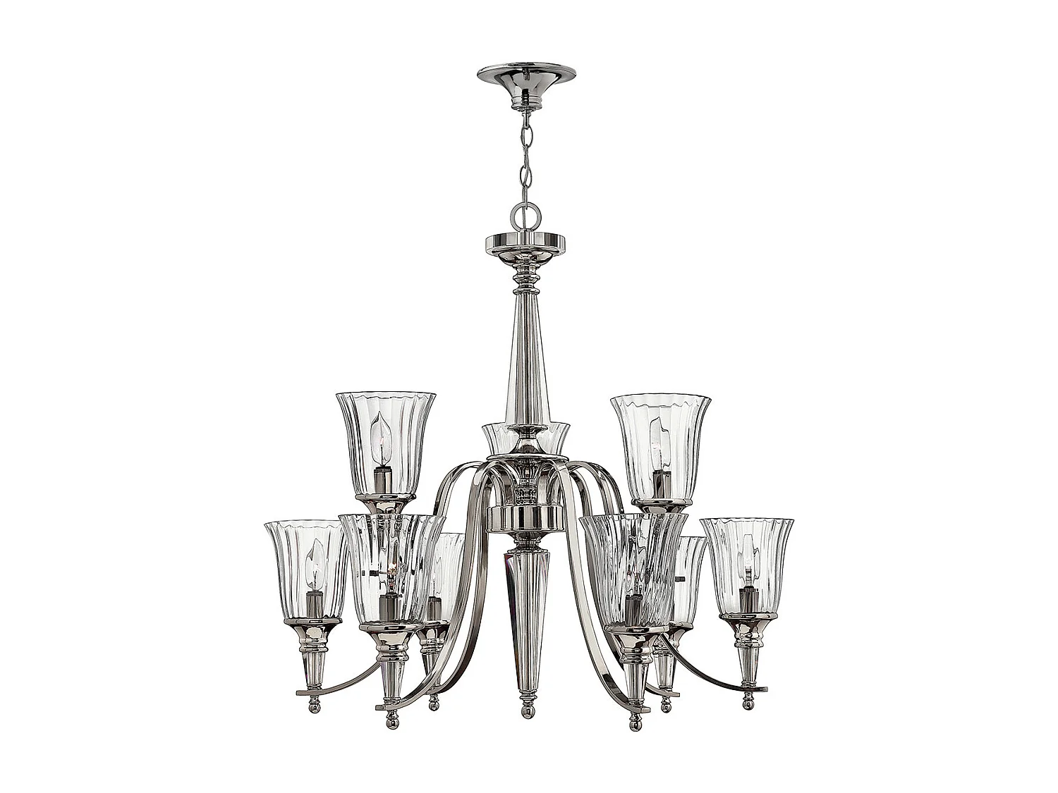 Elstead Chandon - Lampadario a 9 luci multibraccio finitura sterlina, attacco E14