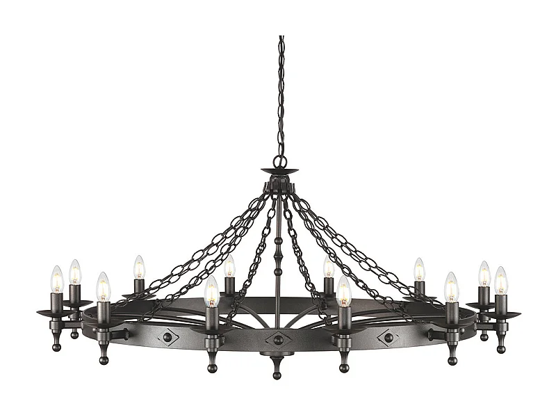 Elstead Warwick 12 ljus hängande ljuskrona - grafitsvart
