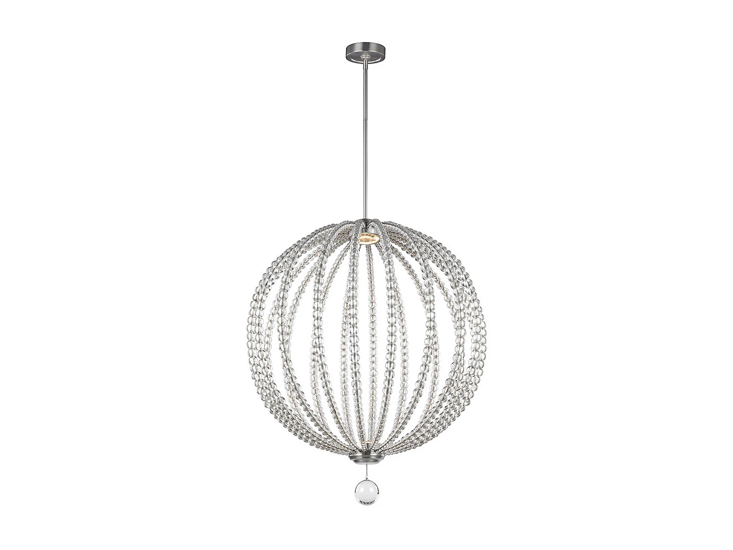 Elstead Oberlin - Lampada a sospensione a soffitto sferica grande a LED a 2 luci, nichel satinato