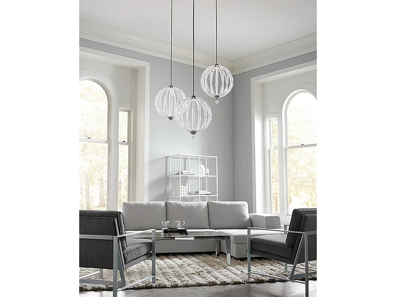 Elstead Oberlin LED 2 Ljus Stor sfärisk takhänge Satin Nickel