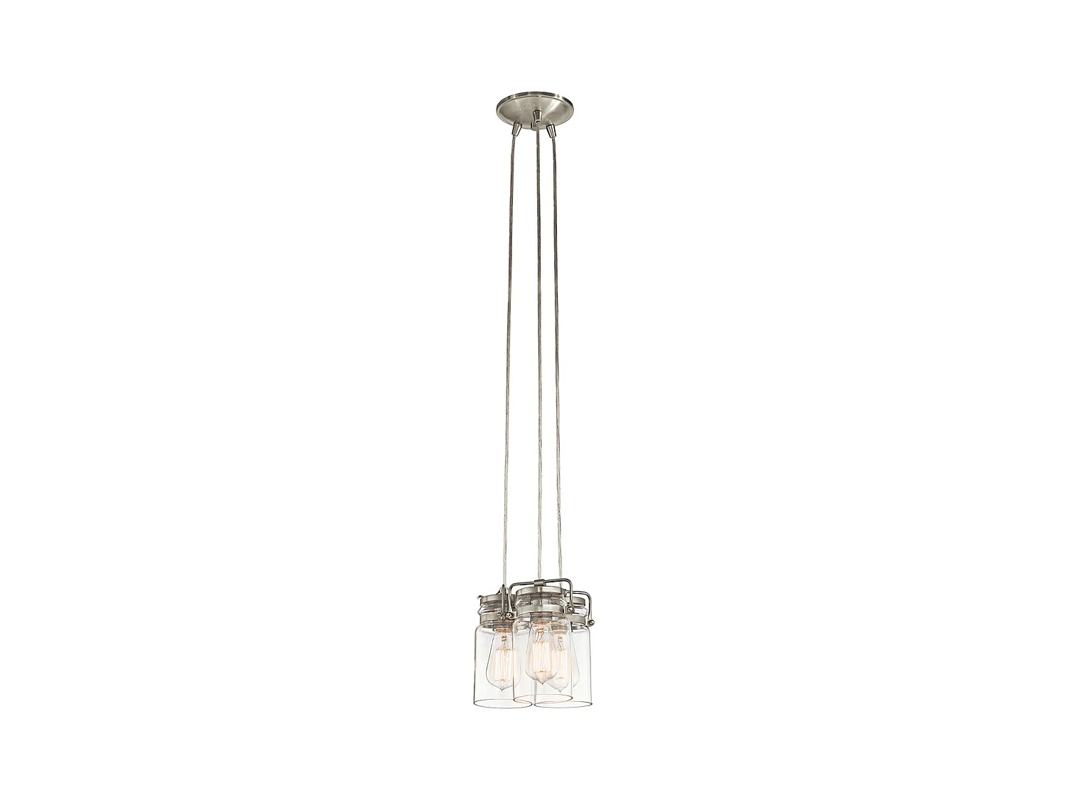 Elstead Brinley 3 Light Cluster Pendel Borstad Nickel, E27