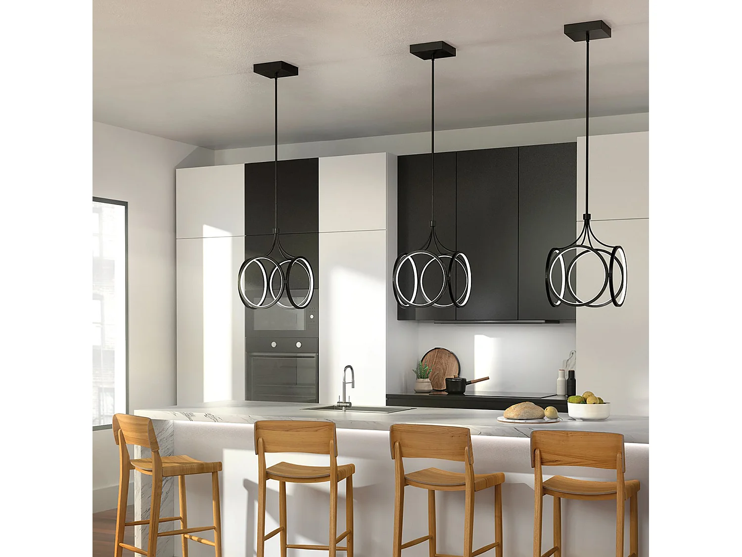 Elstead Kichler Ciri Plafoniera a sospensione LED integrata Nero opaco, 3000K