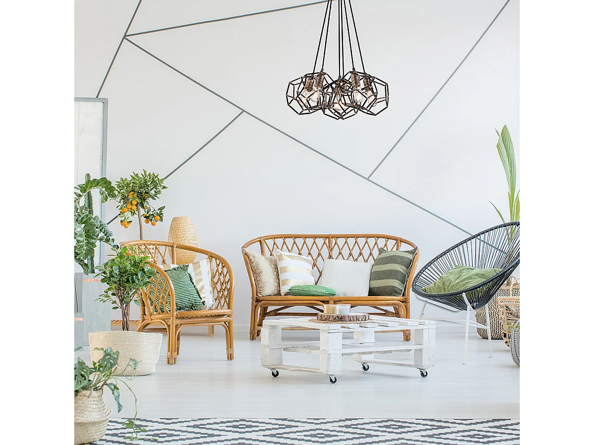 Elstead Rocklyn - 6 licht Kronleuchter Cluster Cage Deckenanhänger Stahl, E27