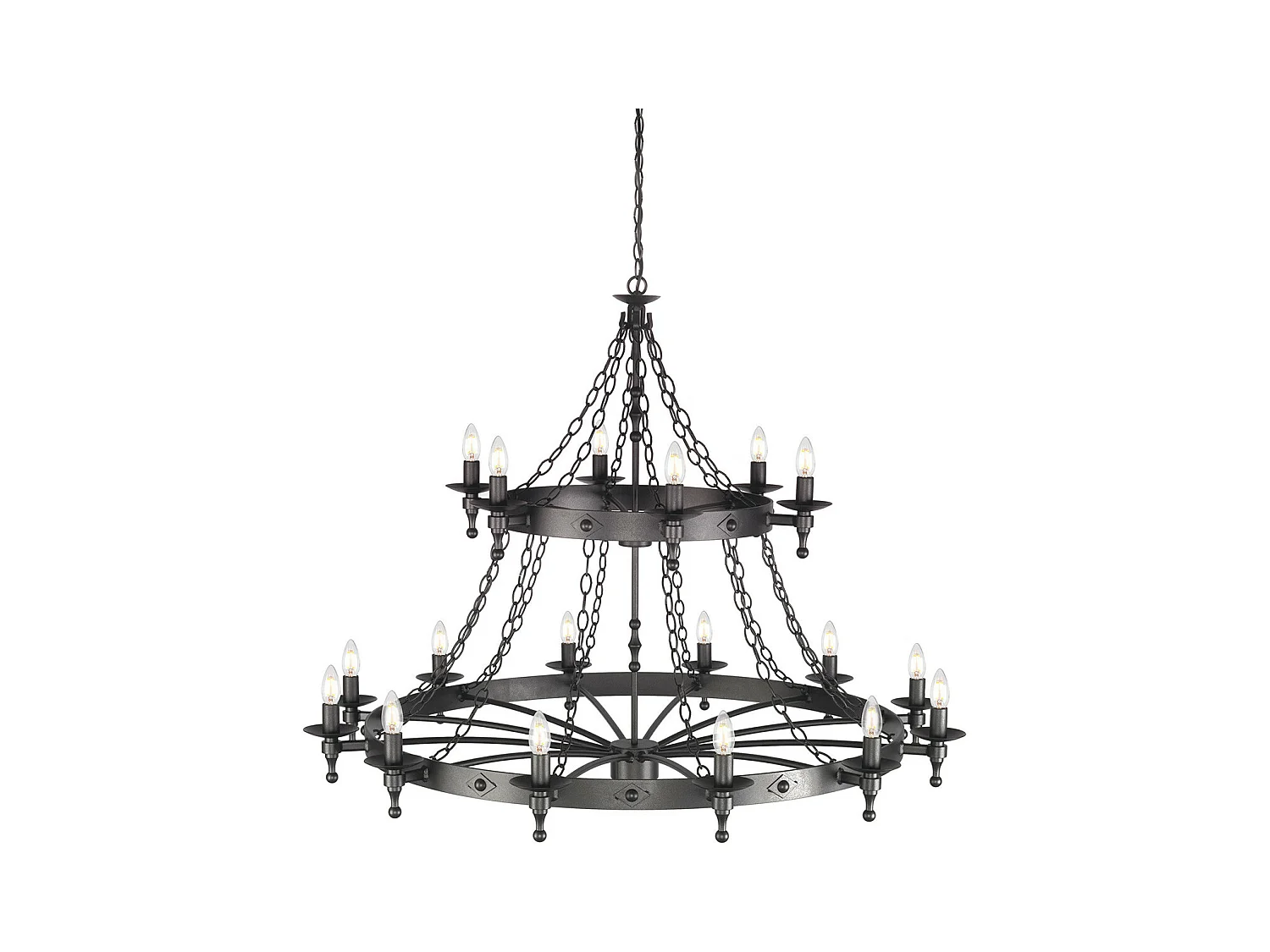 Elstead Warwick Lustre suspendu à 2 niveaux à 18 ampoules Noir graphite