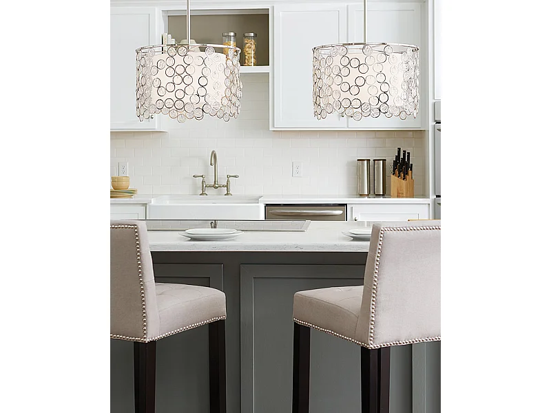 Elstead Lexi - Sospensione rotonda a 3 luci da soffitto in nichel lucido, attacco E27