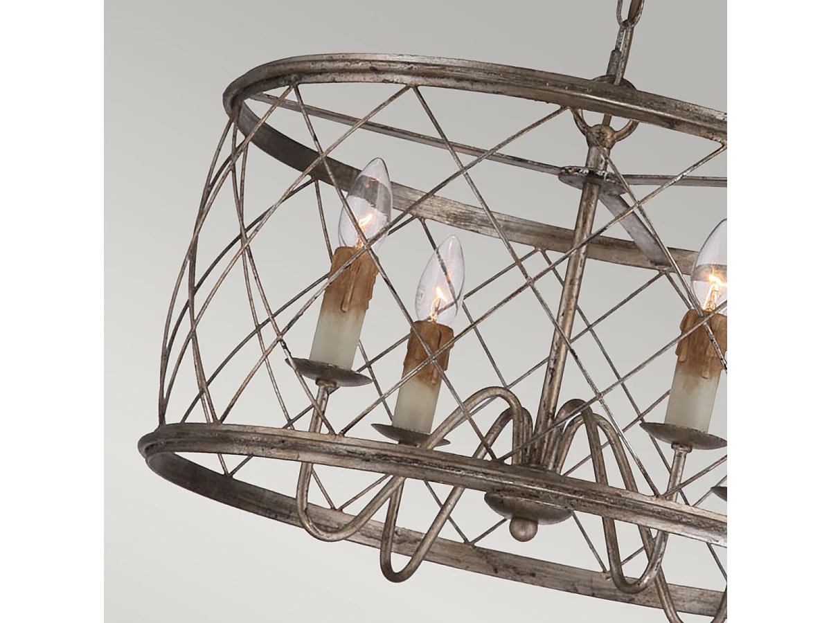 Elstead - 4 licht Cage Deckenanhänger Century Silver Leaf, E14