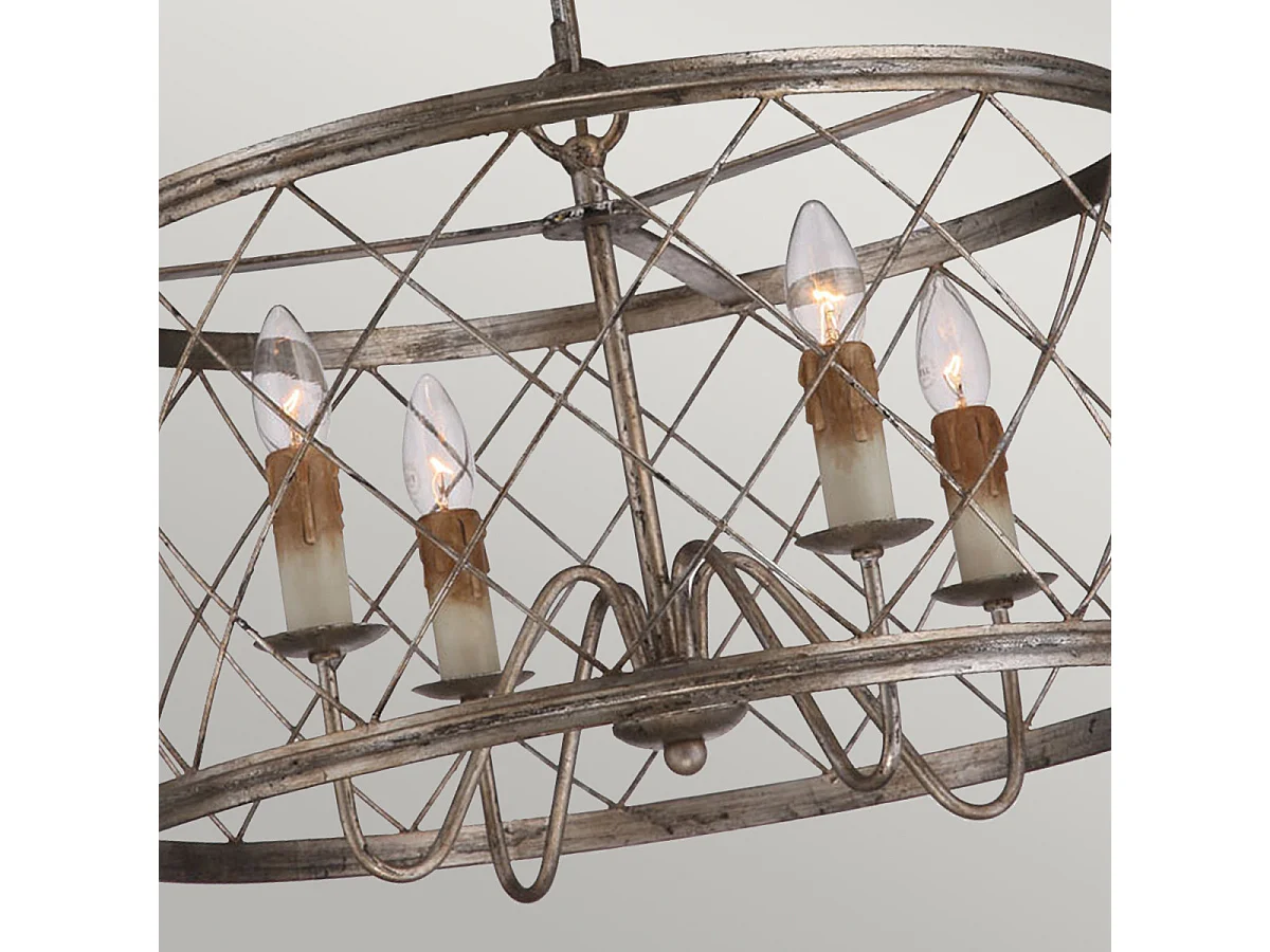 Elstead Suspension de plafond à 4 ampoules Cage Century Silver Leaf, E14