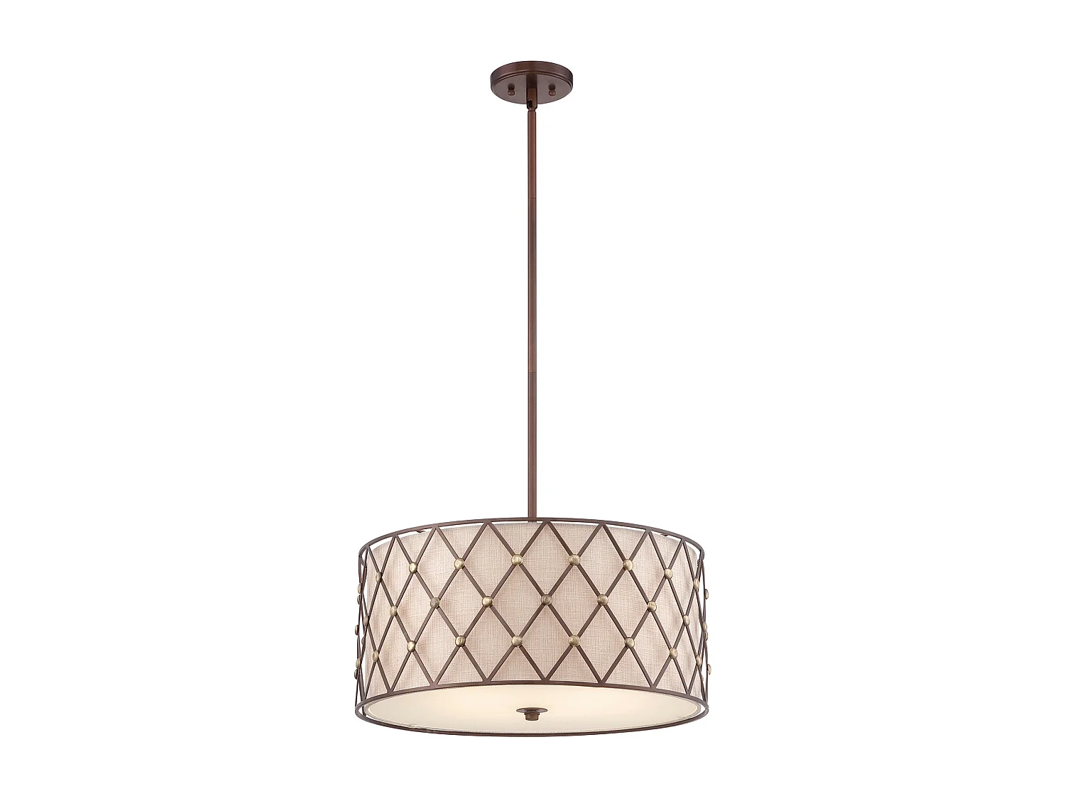 Elstead Brown Lattice - Pendente a soffitto grande a 4 luci reticolo marrone rame, attacco E27