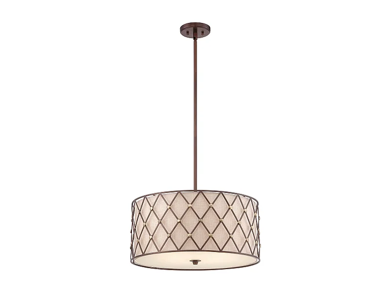 Elstead Brown Lattice - Pendente a soffitto grande a 4 luci reticolo marrone rame, attacco E27