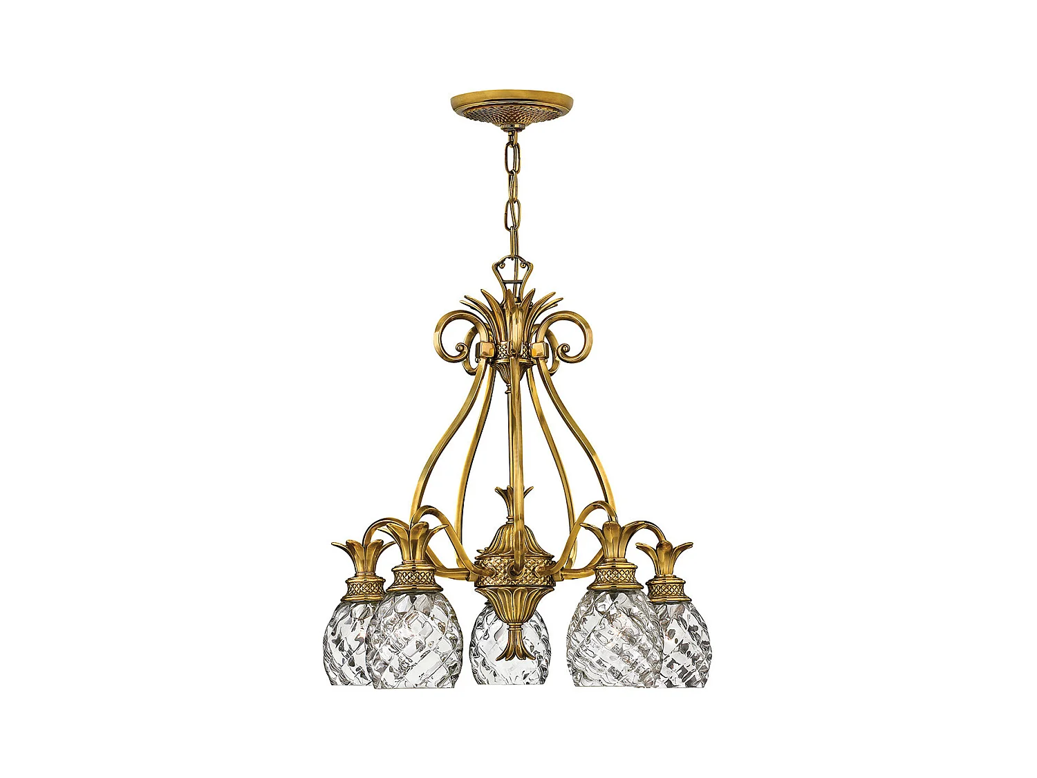 Plantation Lampadario Hinkley a 5 luci in ottone brunito