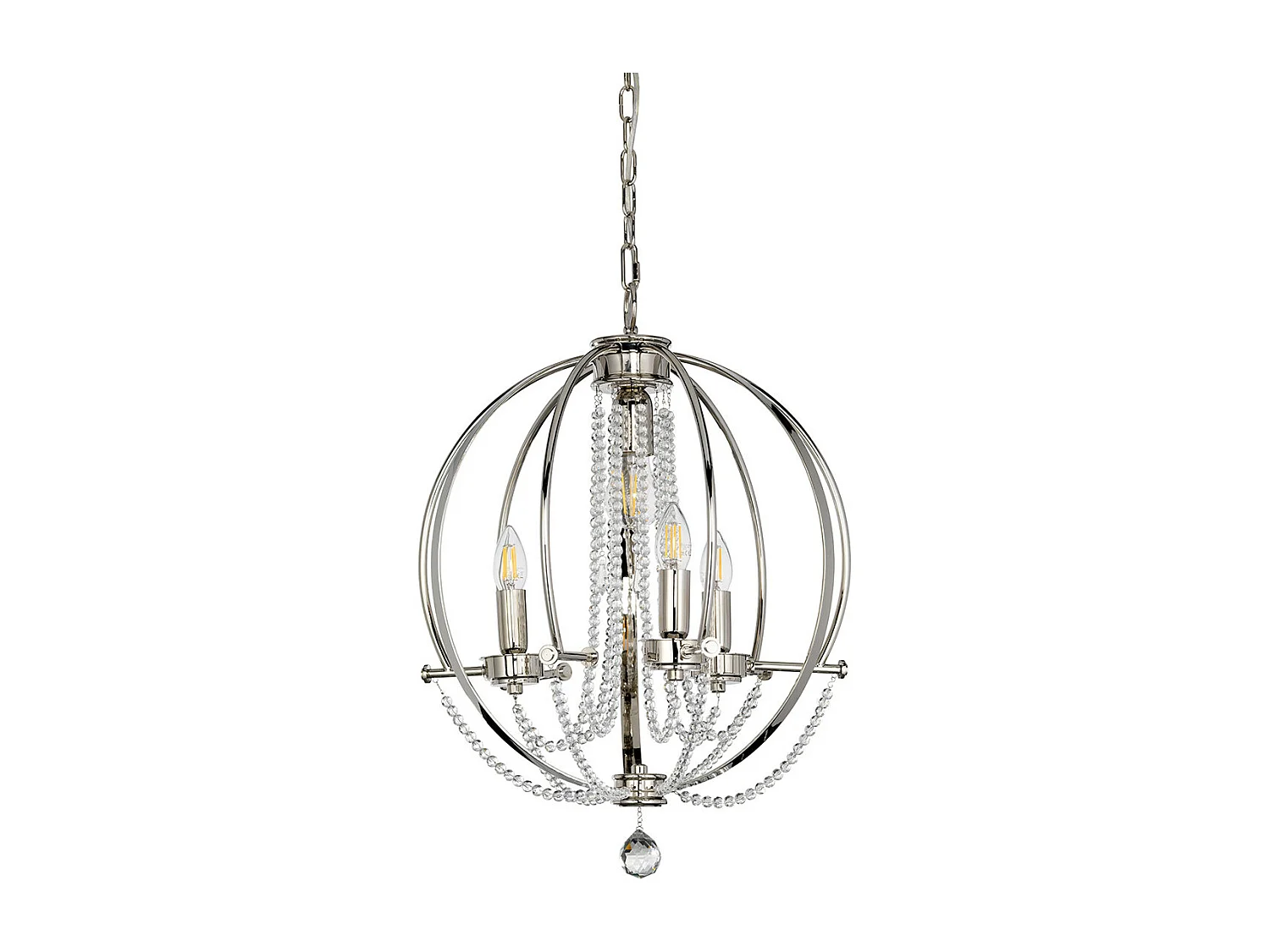 Elstead Cassie - Lampadario a 4 luci nichel lucido