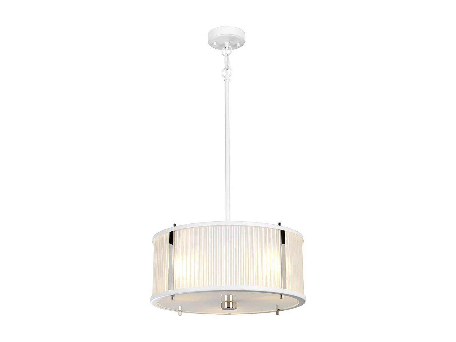 Corona zylindrische 3-Licht-Anhänger, weiß poliertes Nickel