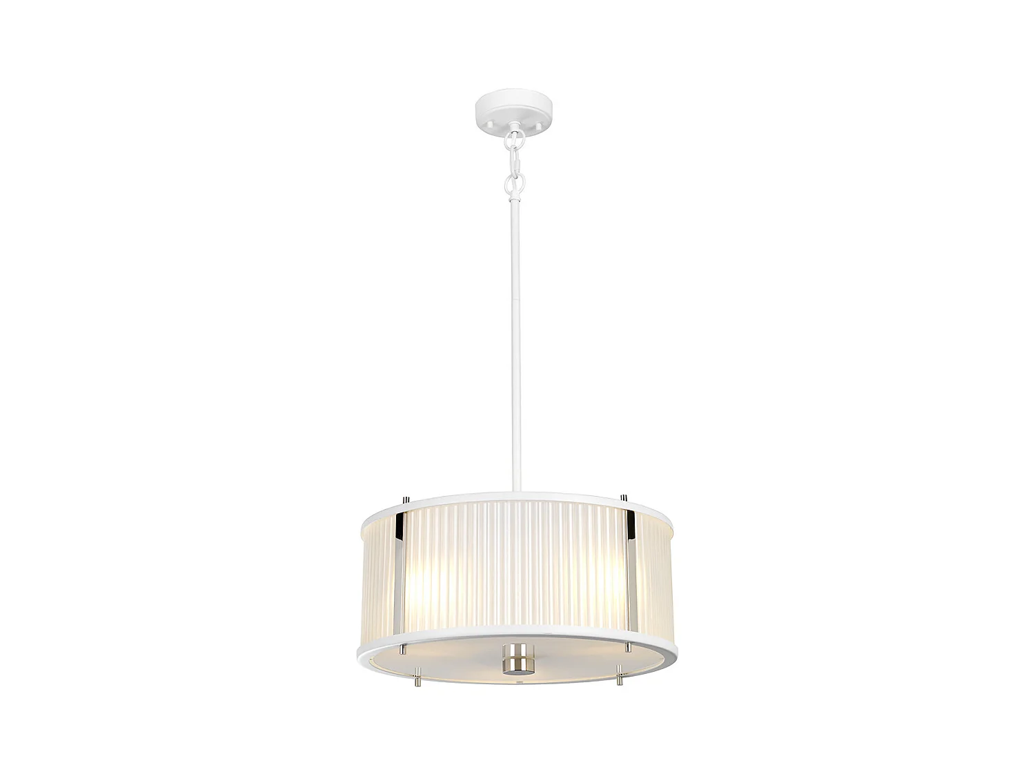 Suspension cylindrique à 3 ampoules Corona, nickel poli blanc