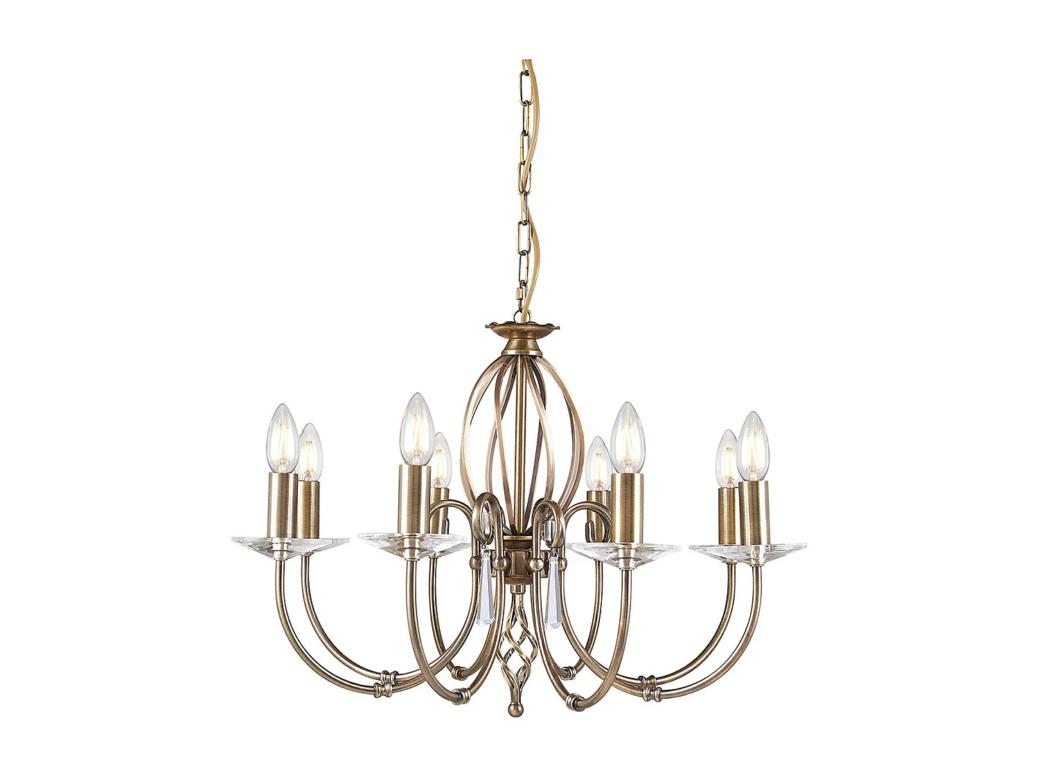 Elstead Aegean - Lampadario a 8 luci con finitura in ottone invecchiato, E14