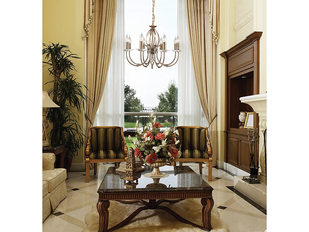 Elstead Aegean - Lampadario a 8 luci con finitura in ottone invecchiato, E14