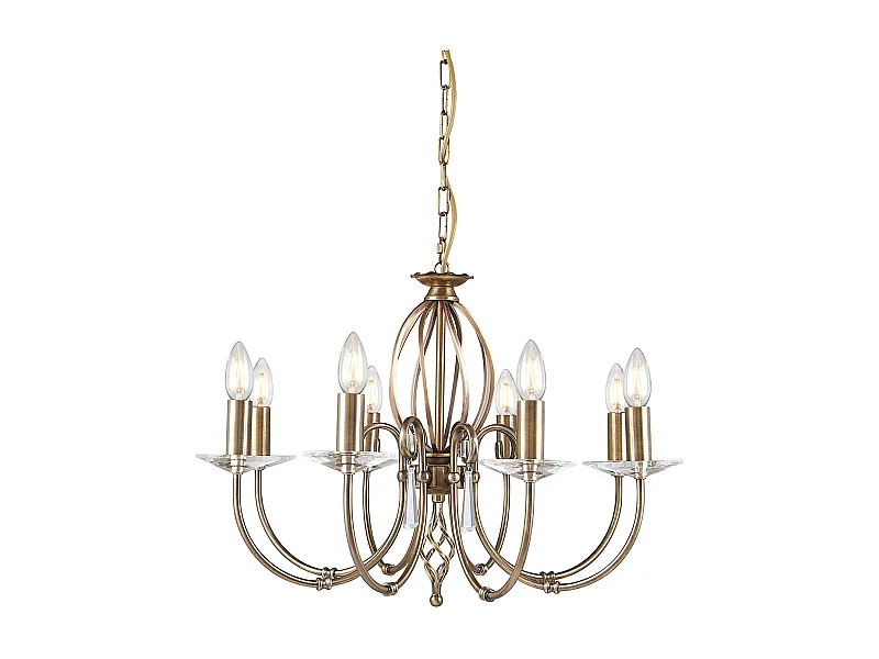 Elstead Aegean - Lampadario a 8 luci con finitura in ottone invecchiato, E14