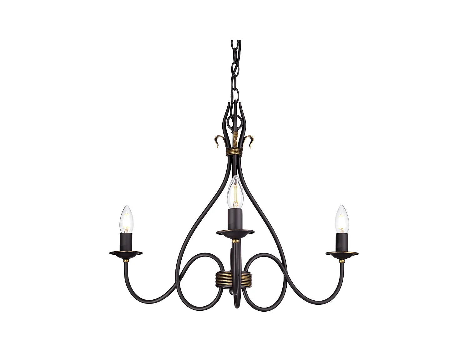 Elstead Windermere - Lampadario Multi Braccio 3 Luci Ruggine, Finitura Oro - Paralume Non Incluso, attacco E14